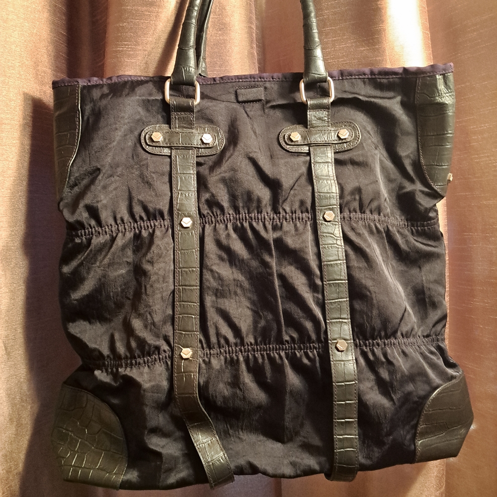 Via Spiga Black and Dark Brown Tote Bag